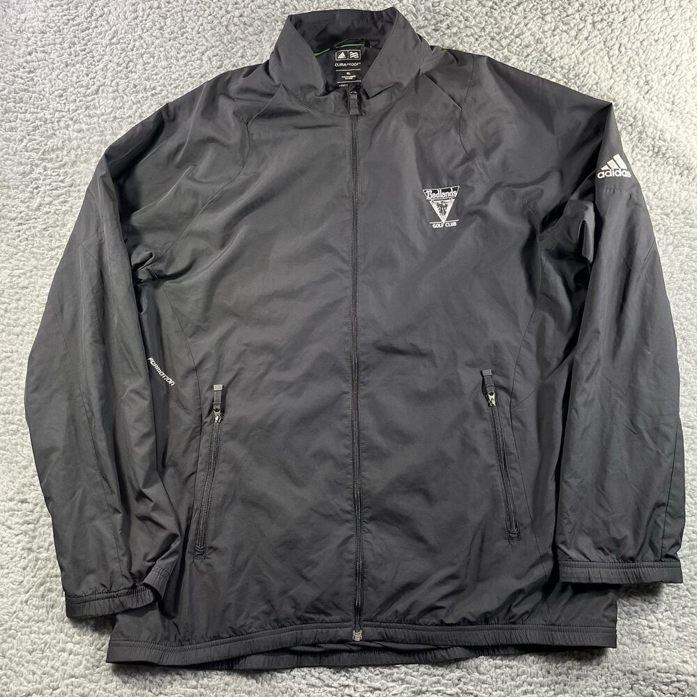 Adidas ClimaProof Golf Jacket Mens XL Black Full Zip Windbreaker Badlands Golf